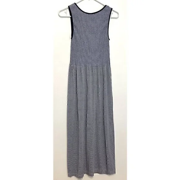 NEW NWT LARK + GREY Navy Blue White Striped Sleeveless Midi Fit Flare Tank Dress - Picture 12 of 15